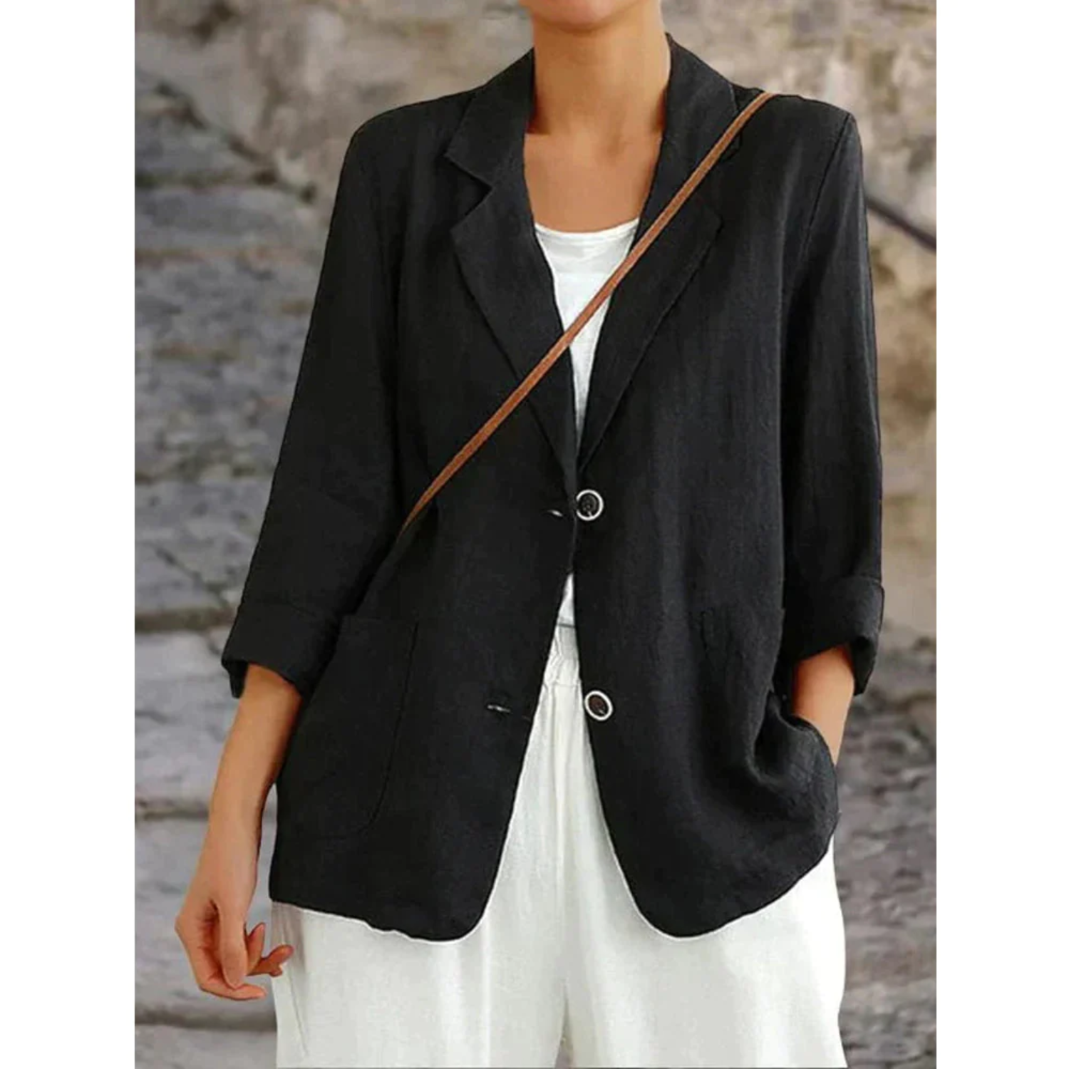 Women’s Linen Blazer – Lightweight Elegant Breathable Smart Casual Tailored Jacket