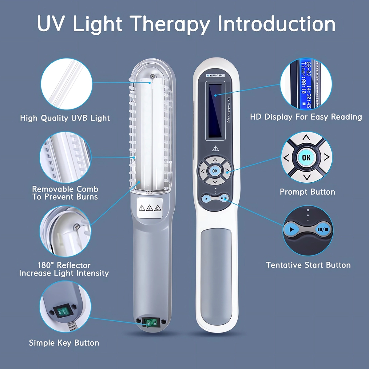 Handheld UVB 311 Nm Light Therapy Lamp