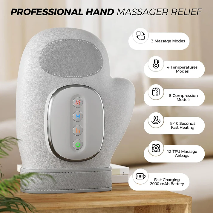 Rechargeable Hand Massager arthritis and carpal tunnel with Heat and Compression