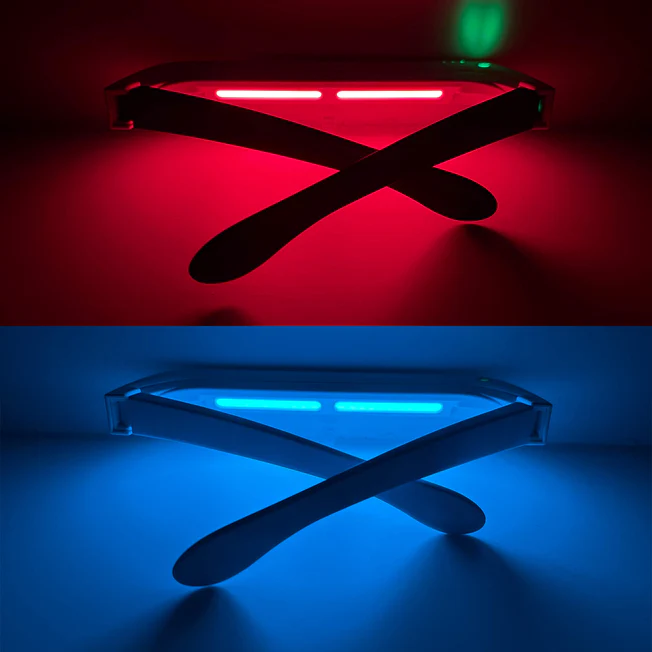 2-in-1 Red & Blue LED Light Wellness Glasses | Wearable Light Therapy for Visual Comfort & Mood Support