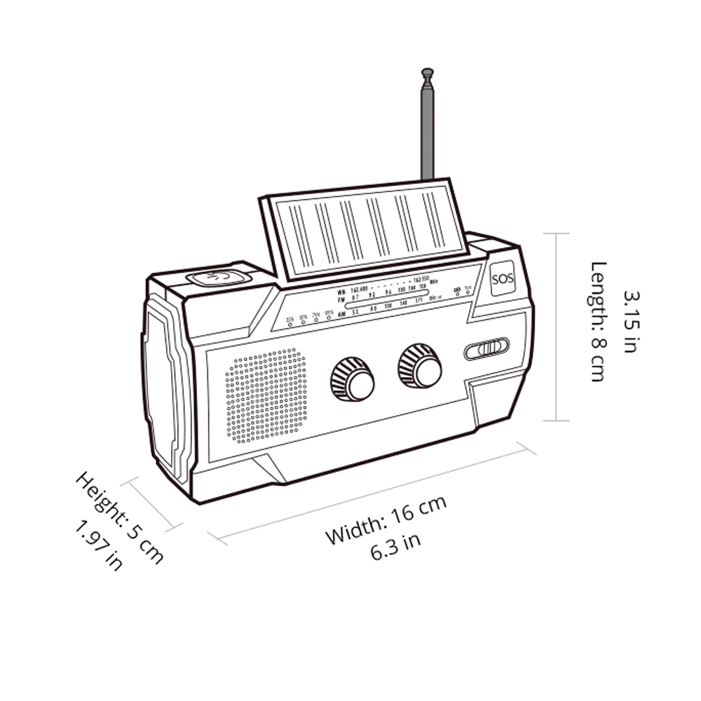 4000mAh Weather Radio with Hand Crank & Solar Charging