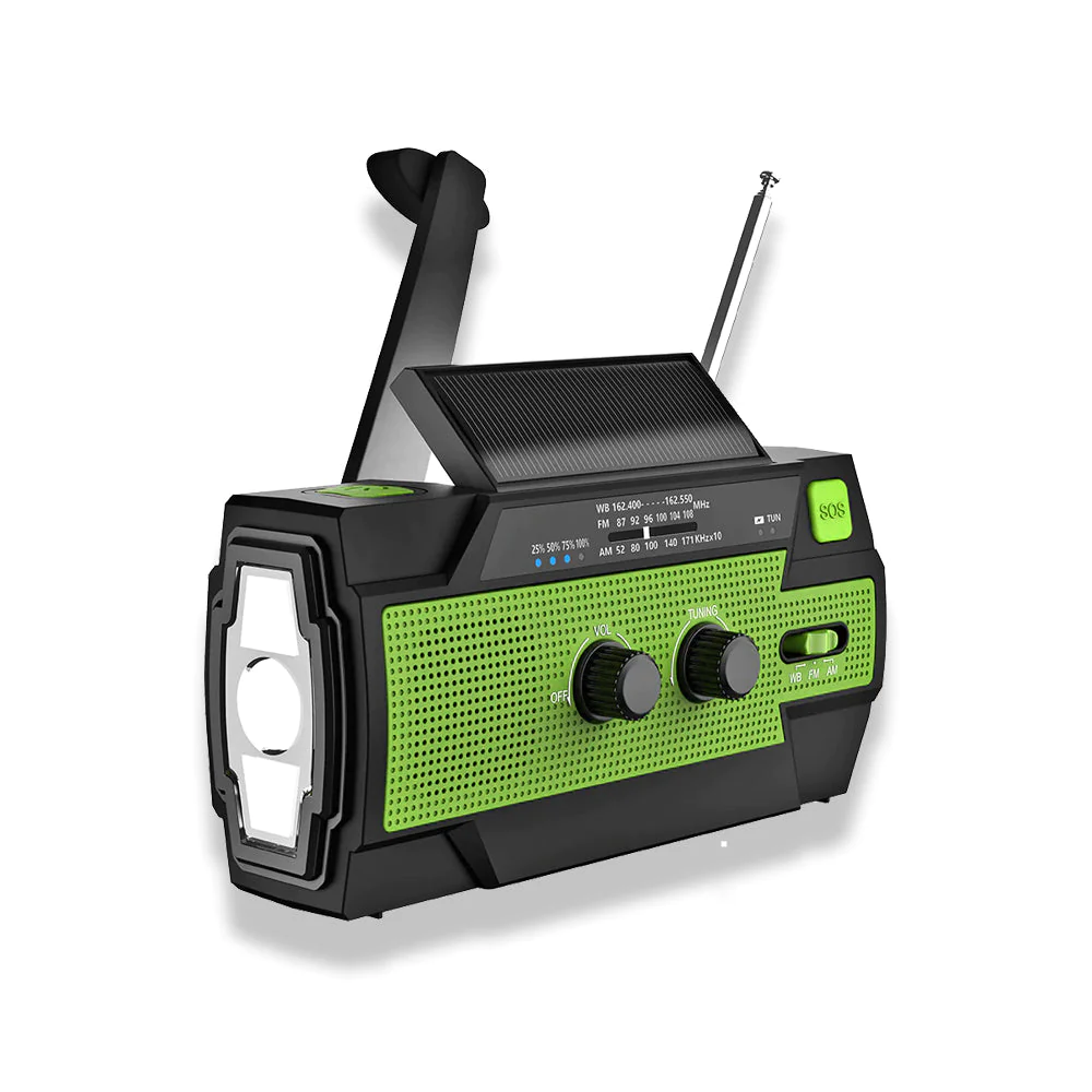 4000mAh Weather Radio with Hand Crank & Solar Charging
