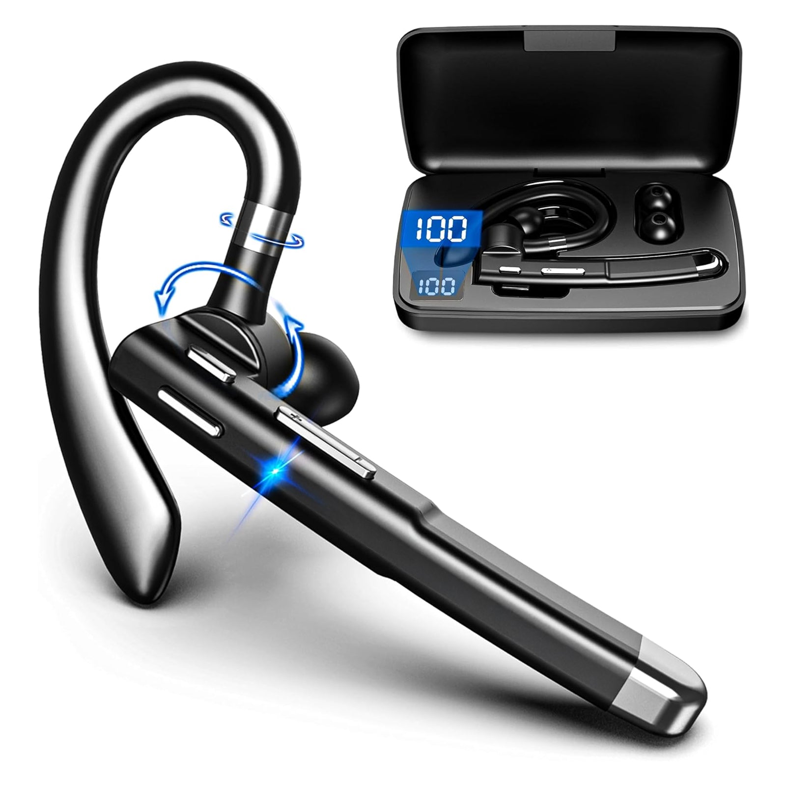 Bluetooth Headset For Truck Drivers | CVC8.0 Noise Canceling | 60h Battery | 360° Fit | Bluetooth 5.2