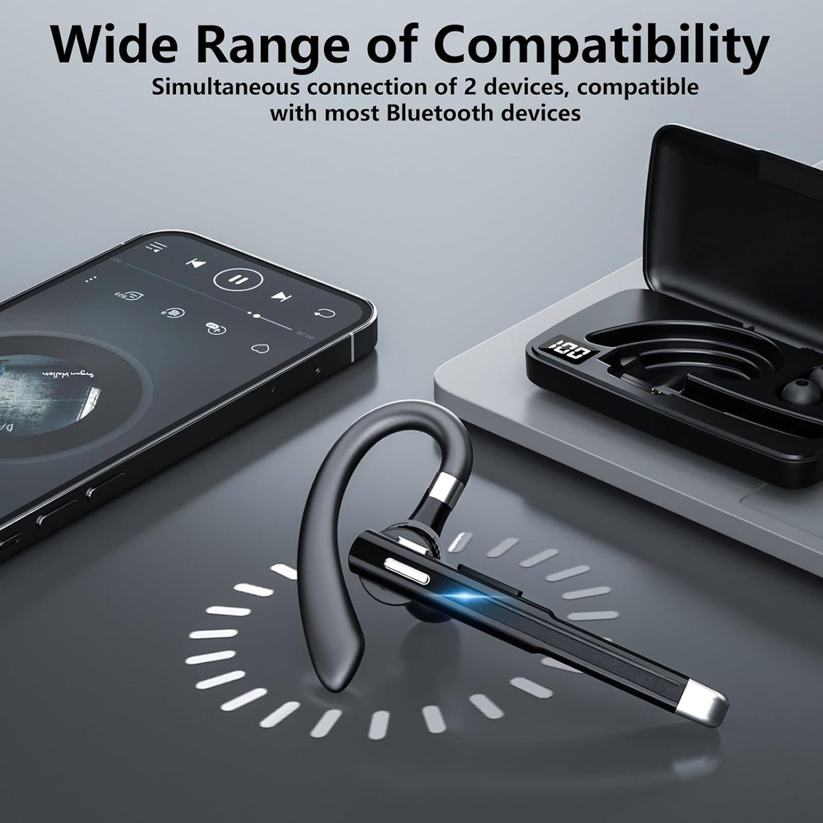 Bluetooth Headset For Truck Drivers | CVC8.0 Noise Canceling | 60h Battery | 360° Fit | Bluetooth 5.2