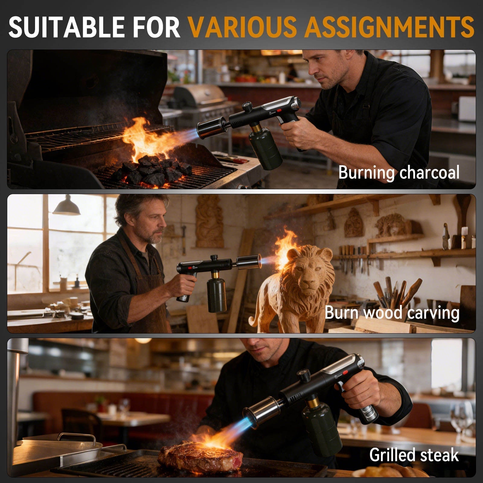Blazorams Propane Torch Gun | Windproof Flame | Steel Copper Body | Refillable Tank | Ergonomic Design