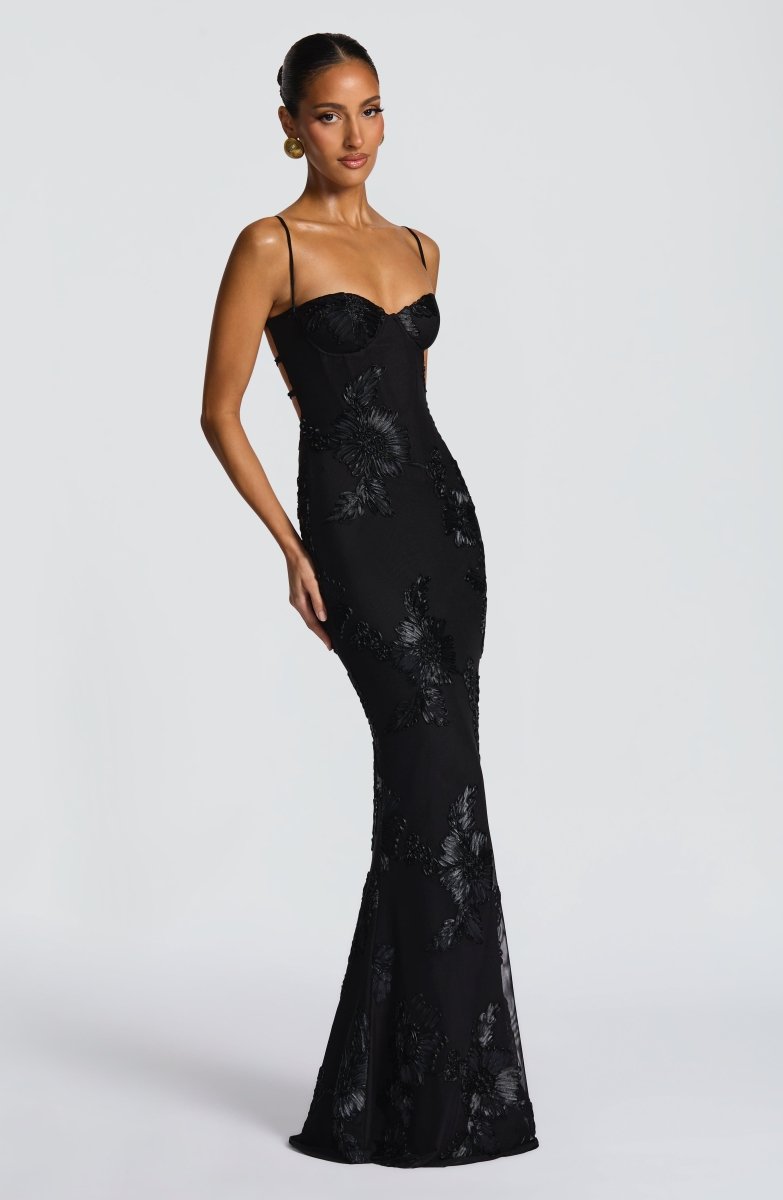 Figure-Hugging Maxi Dress with Lace