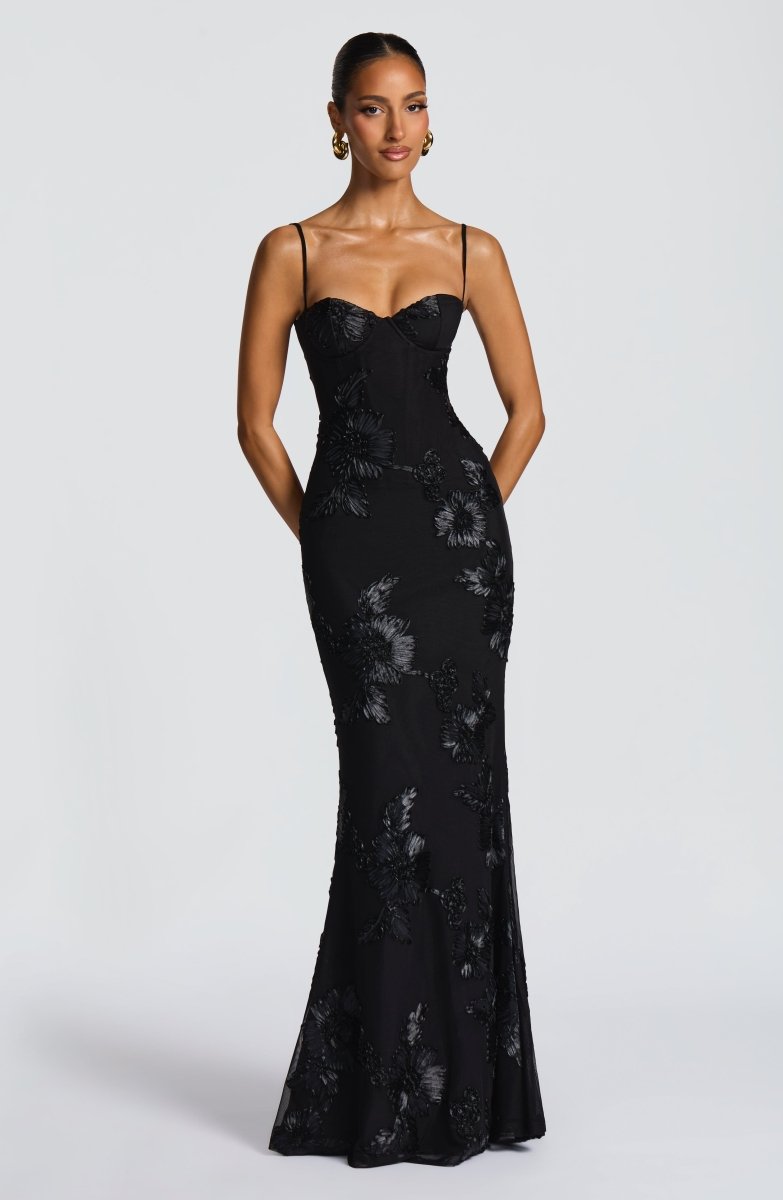 Figure-Hugging Maxi Dress with Lace