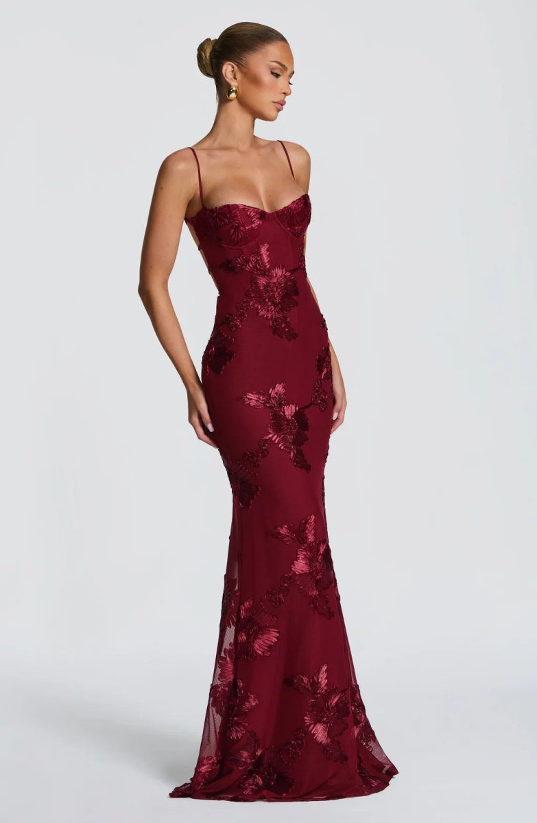 Figure-Hugging Maxi Dress with Lace