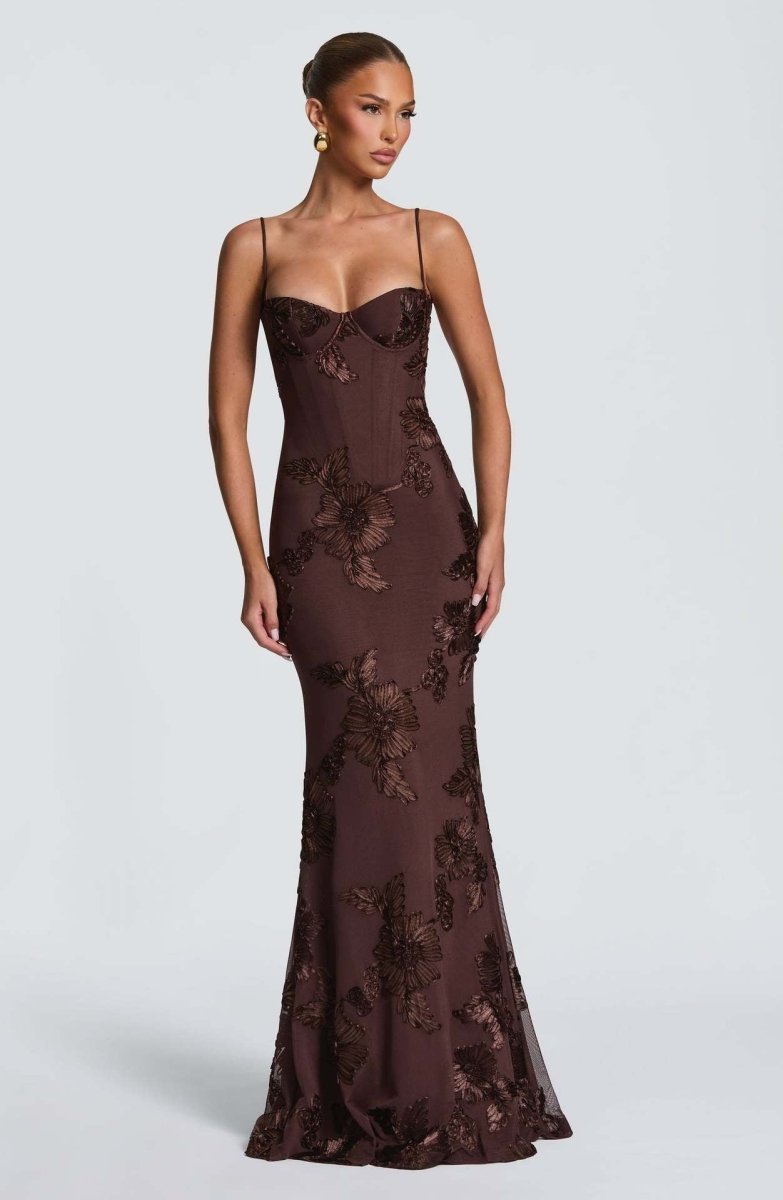 Figure-Hugging Maxi Dress with Lace