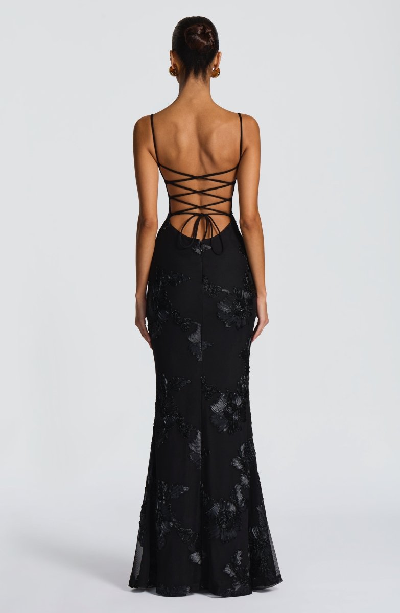 Figure-Hugging Maxi Dress with Lace