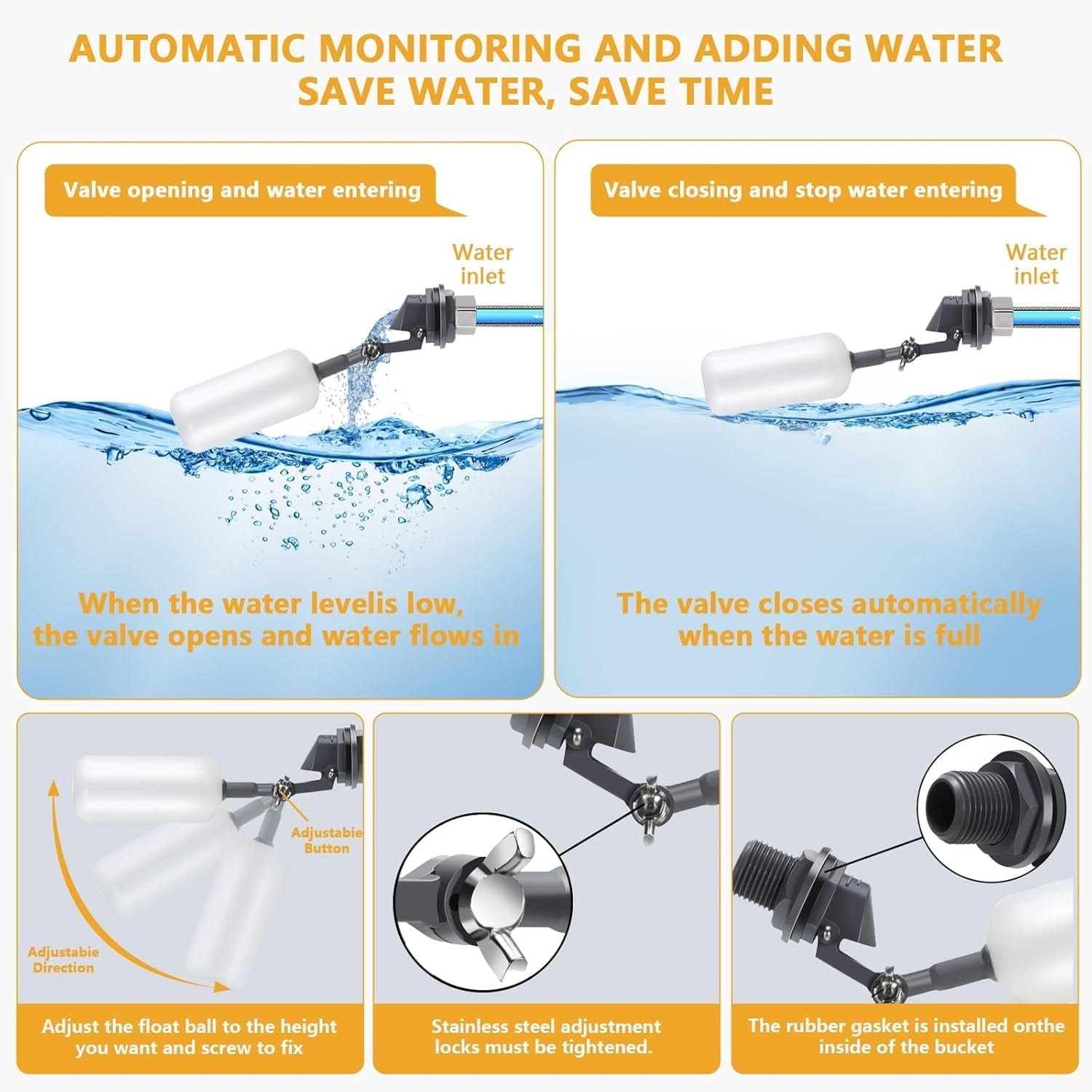 Flochiken Automatic Chicken Waterer | Float Valve Control | Leak Free Design | Standing Legs | Steel Hose Kit