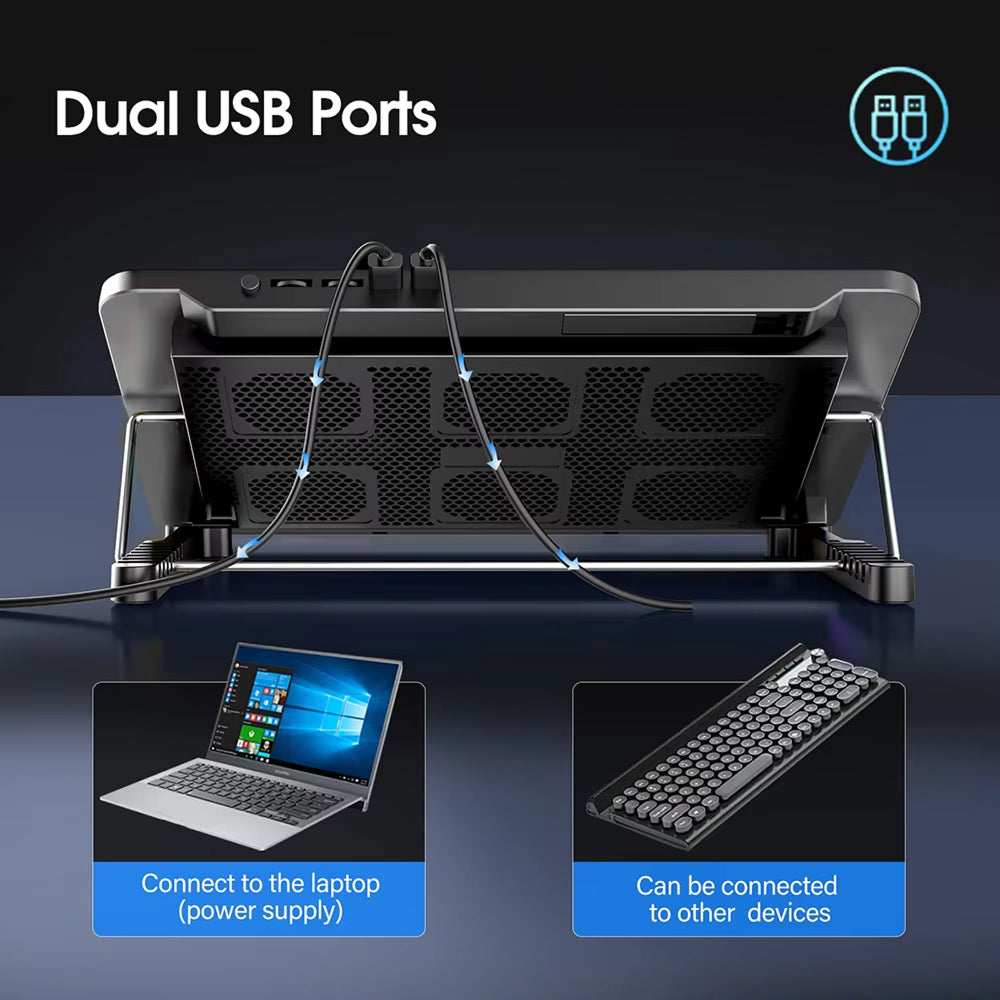 Frosteky Laptop Cooling Pad - Instant 20°C Cooling 4-Gear Ergonomic Adjustment Quiet Muted Motor - Dual USB Aluminum Build - 13-17 Inch Gaming Desk