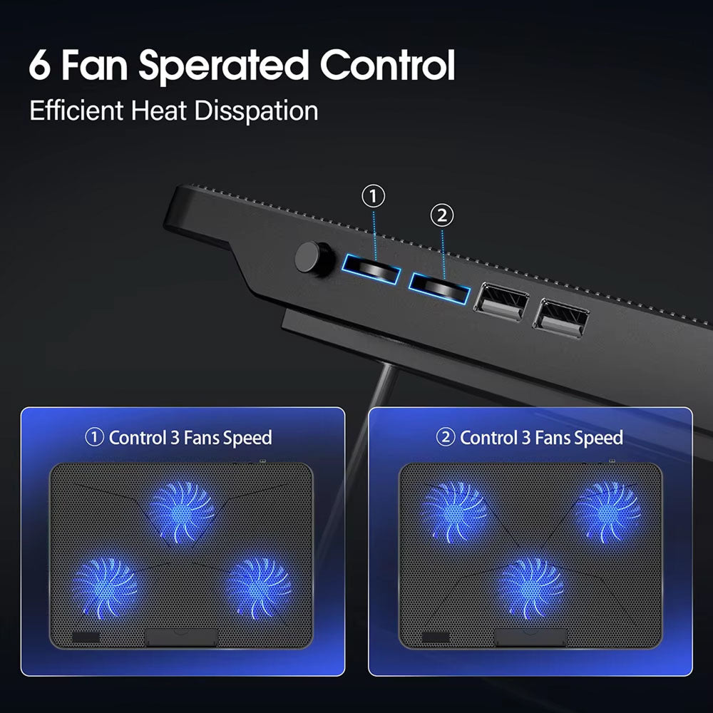 Frosteky Laptop Cooling Pad - Instant 20°C Cooling 4-Gear Ergonomic Adjustment Quiet Muted Motor - Dual USB Aluminum Build - 13-17 Inch Gaming Desk