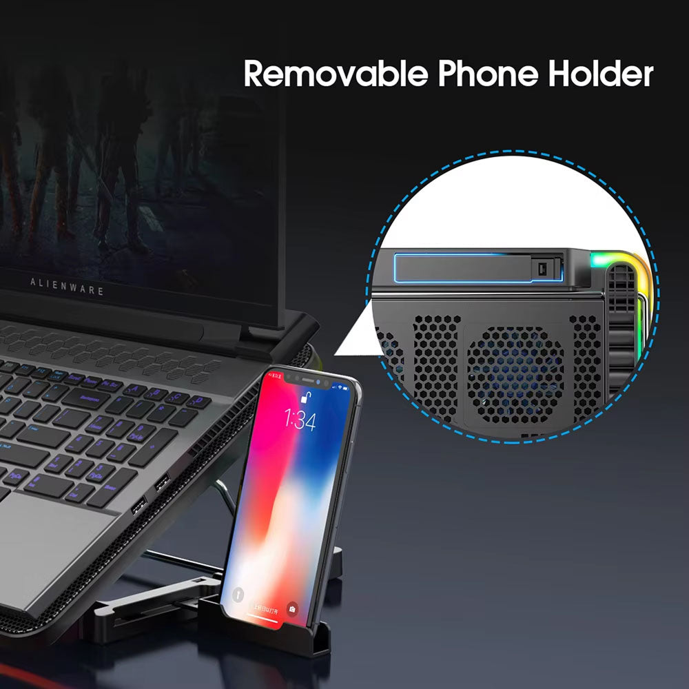 Frosteky Laptop Cooling Pad - Instant 20°C Cooling 4-Gear Ergonomic Adjustment Quiet Muted Motor - Dual USB Aluminum Build - 13-17 Inch Gaming Desk