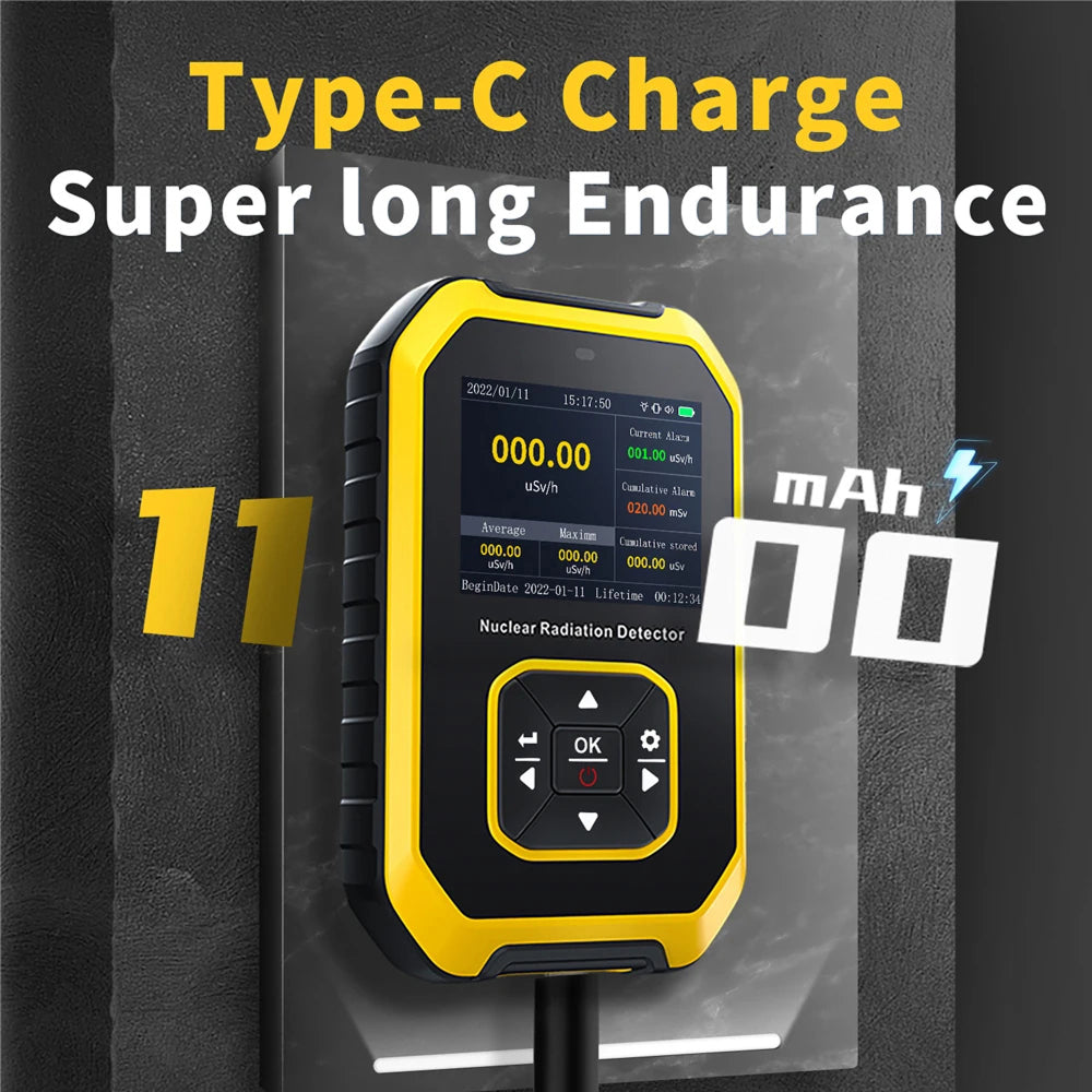 Geiglorix Geiger Counter | X γ β Ray Detection | Dose Rate Tracking | 1200mAh Battery | Impact Protection