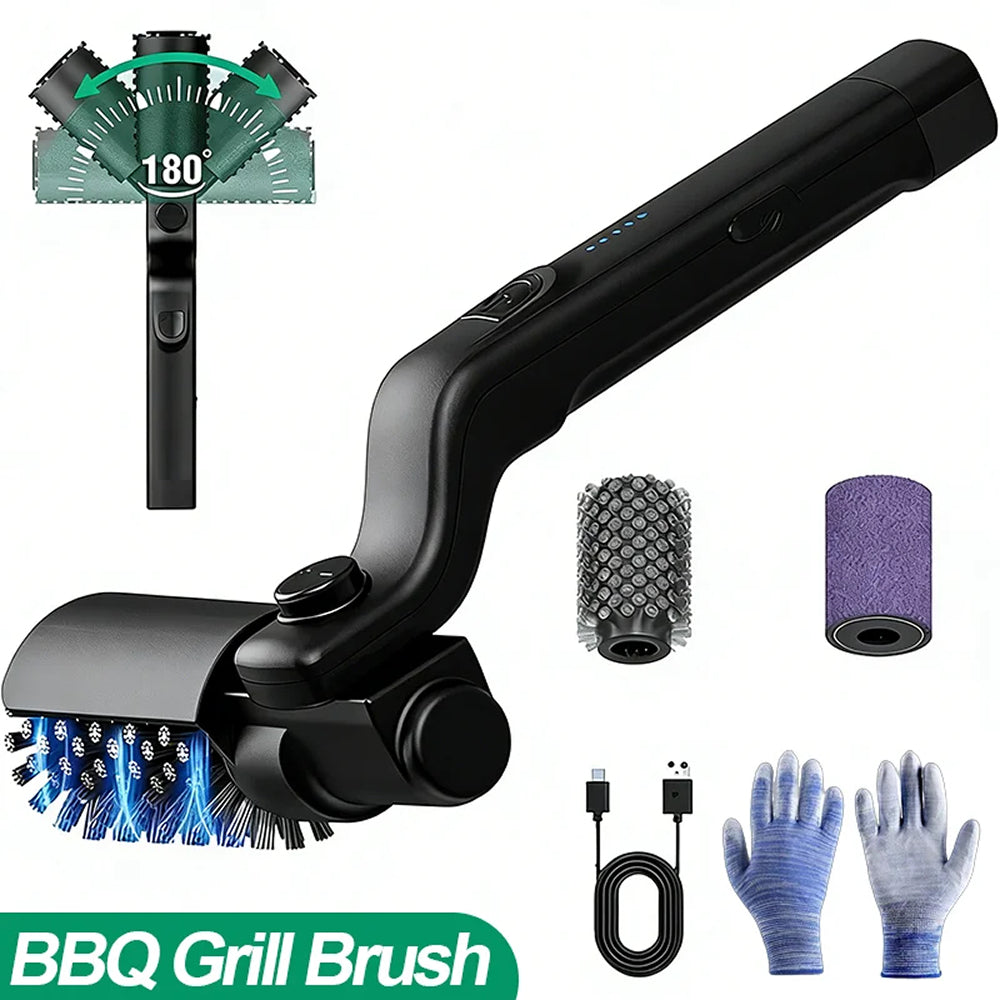 GrilyBuzz Electric Grill Brush | Rotary Cleaning Power | Cordless Battery | 3 Speed Modes | Heat Resistant Cover