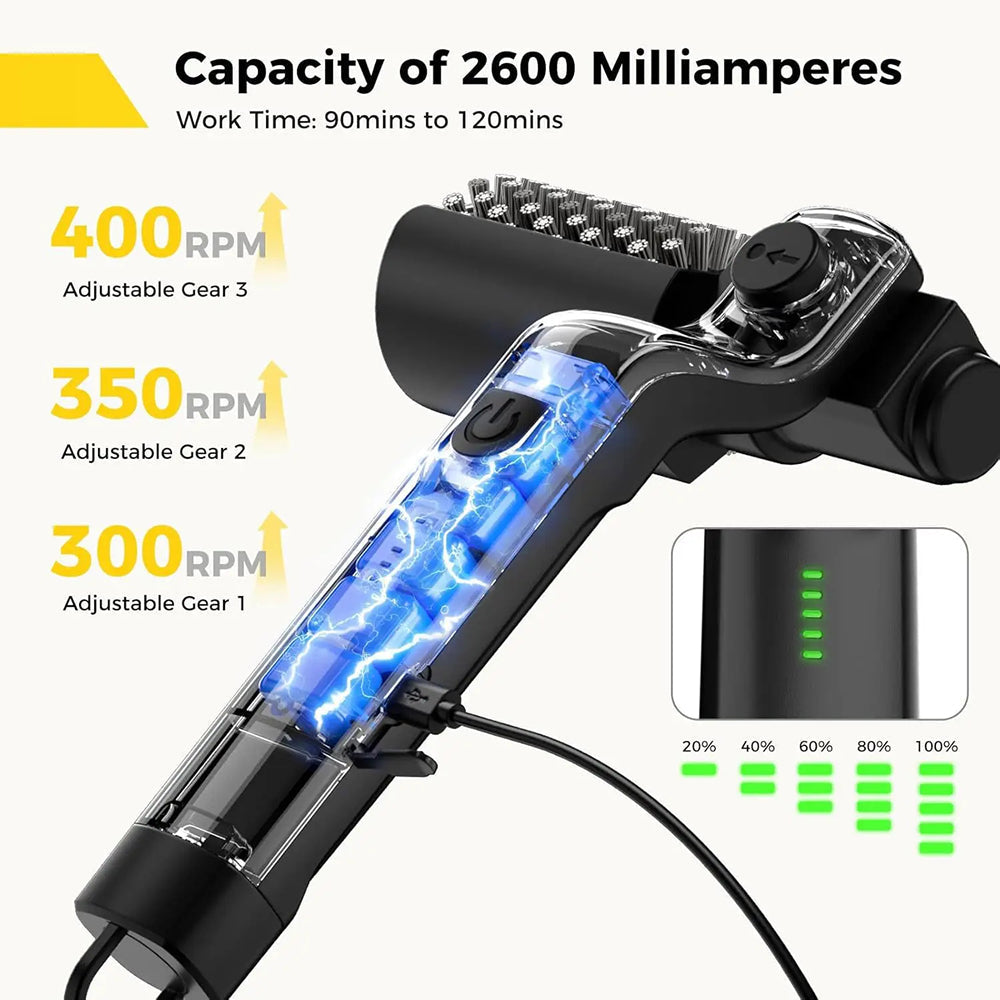 GrilyBuzz Electric Grill Brush | Rotary Cleaning Power | Cordless Battery | 3 Speed Modes | Heat Resistant Cover