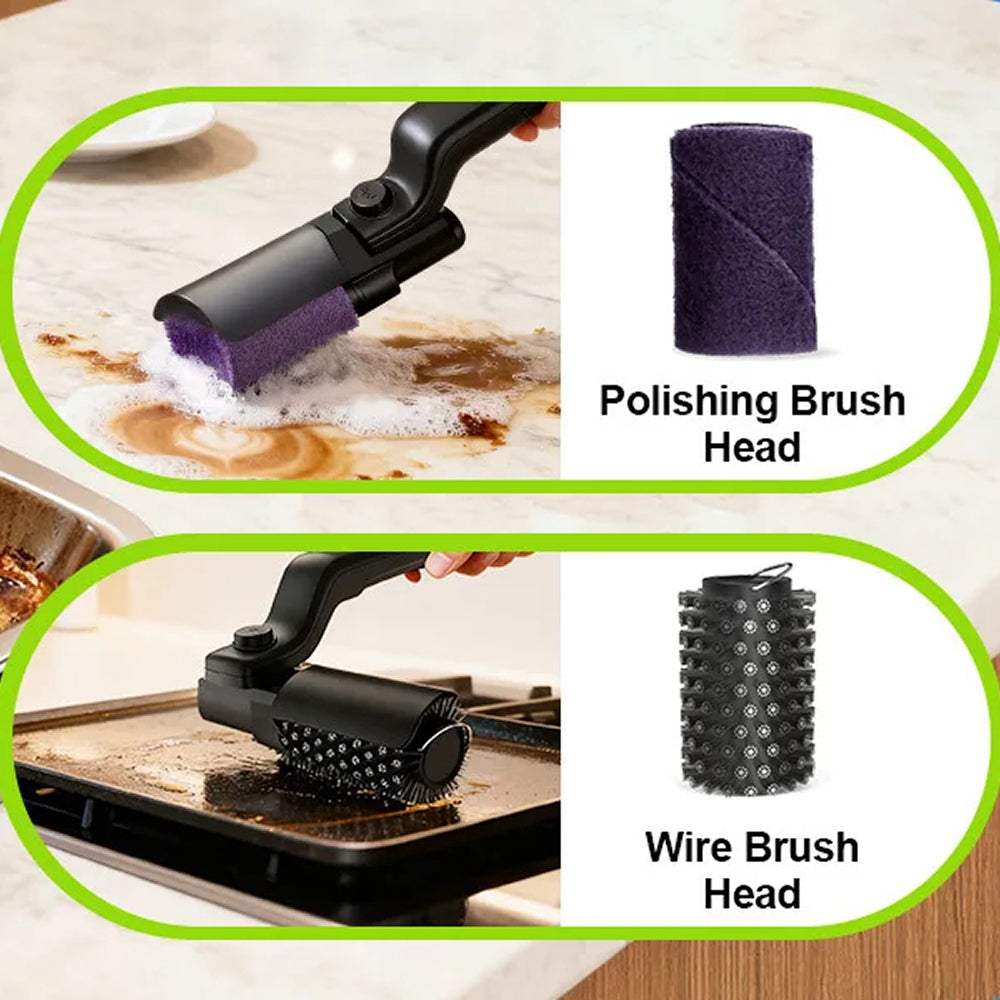 GrilyBuzz Electric Grill Brush | Rotary Cleaning Power | Cordless Battery | 3 Speed Modes | Heat Resistant Cover
