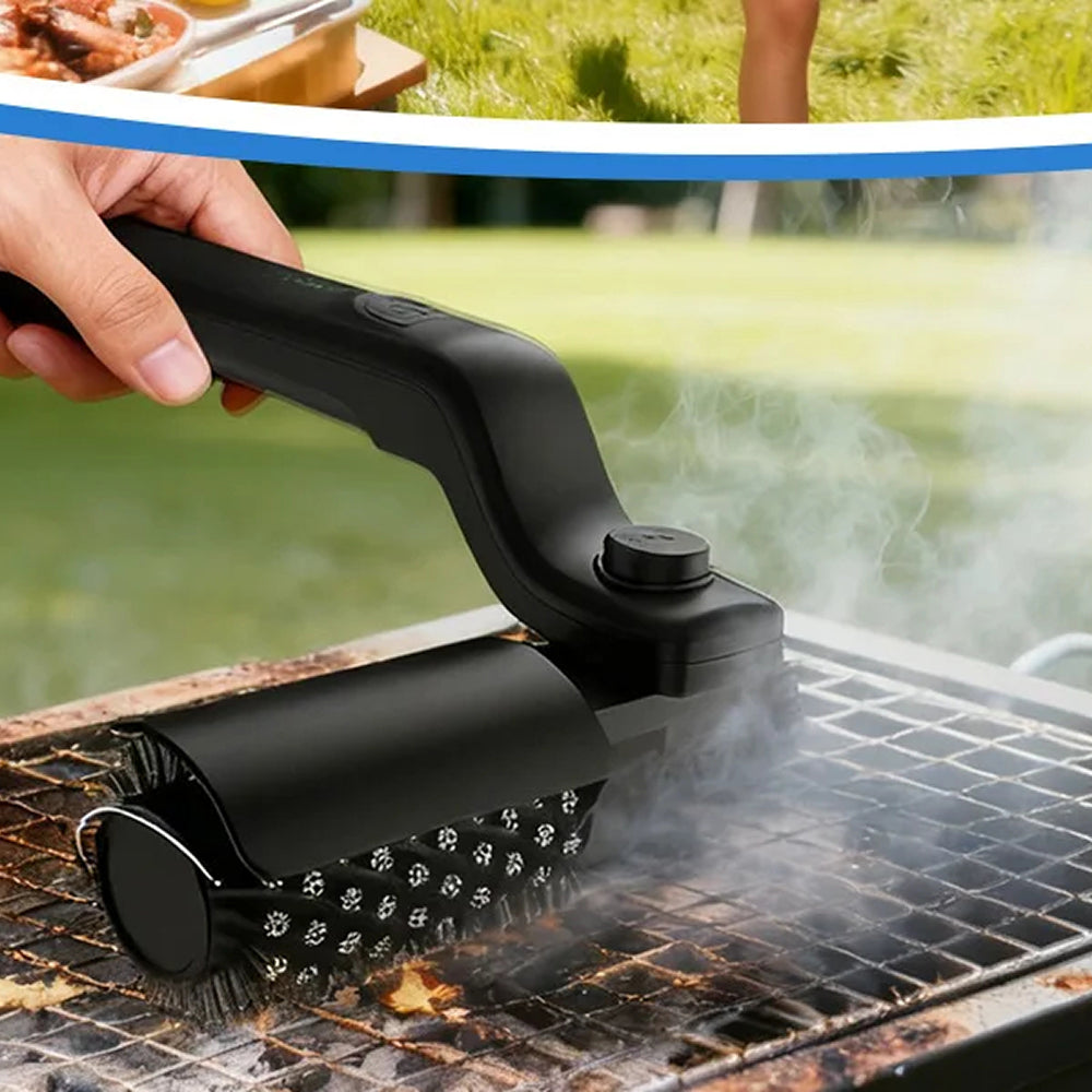 GrilyBuzz Electric Grill Brush | Rotary Cleaning Power | Cordless Battery | 3 Speed Modes | Heat Resistant Cover