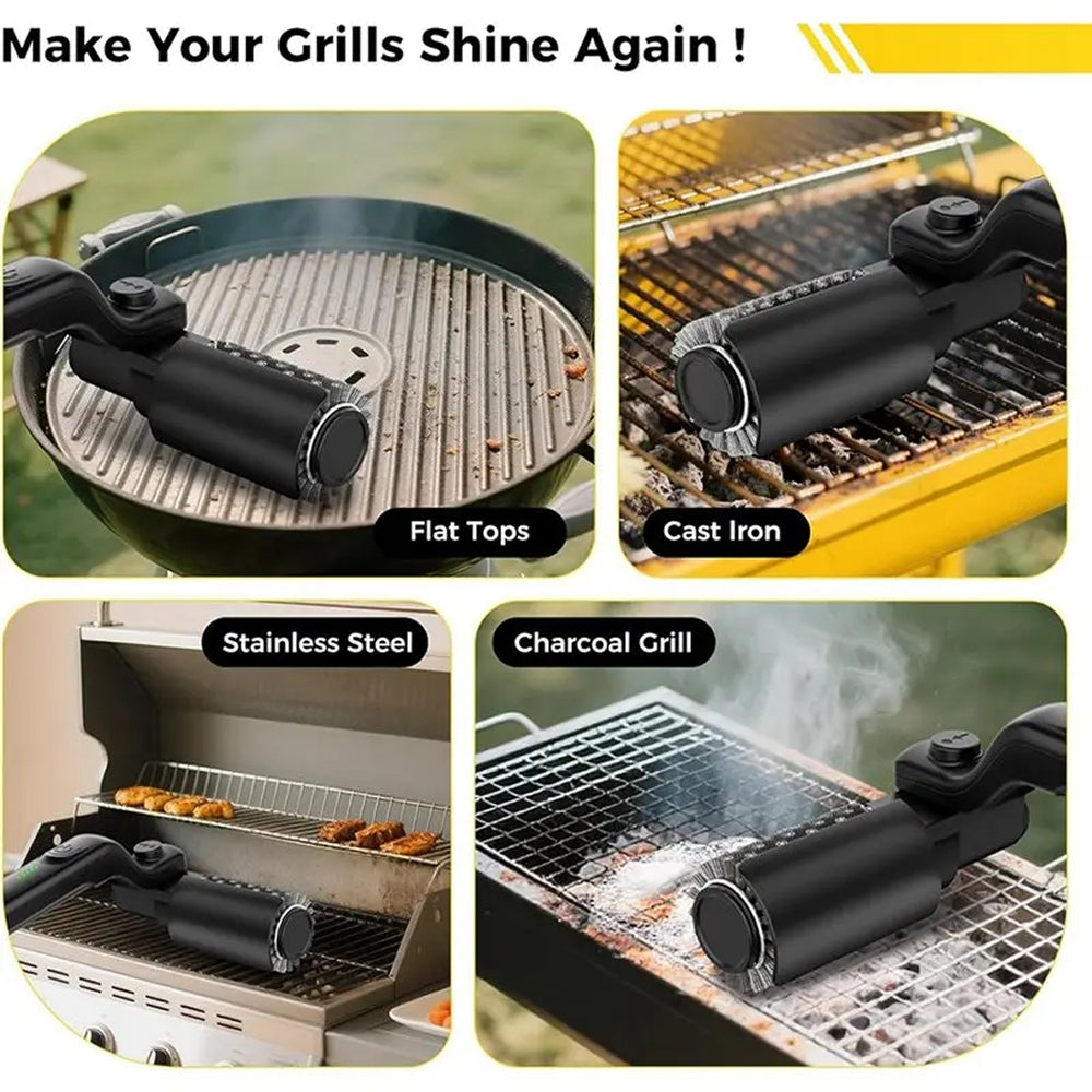 GrilyBuzz Electric Grill Brush | Rotary Cleaning Power | Cordless Battery | 3 Speed Modes | Heat Resistant Cover
