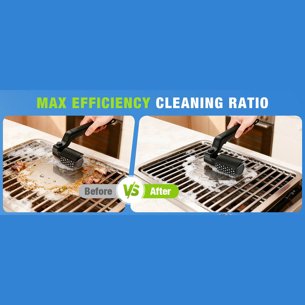 GrilyBuzz Electric Grill Brush | Rotary Cleaning Power | Cordless Battery | 3 Speed Modes | Heat Resistant Cover