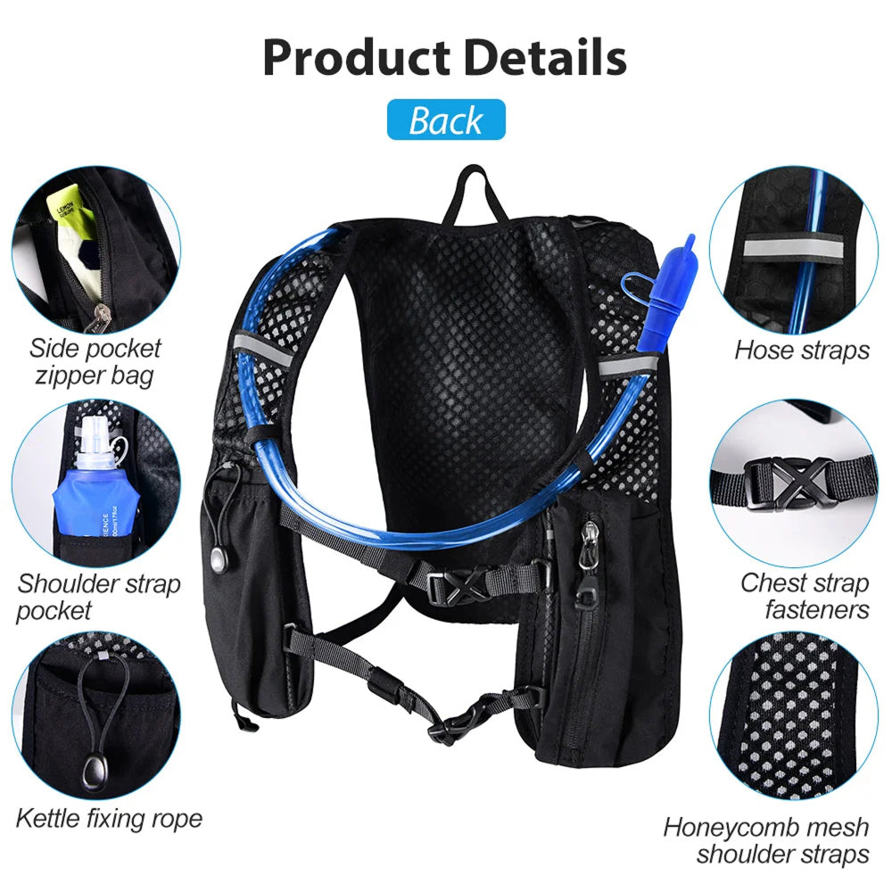 Hydrifiz Hydration Pack | 2L Storage Capacity | Breathable Mesh | Reflective Safety | Adjustable Fit