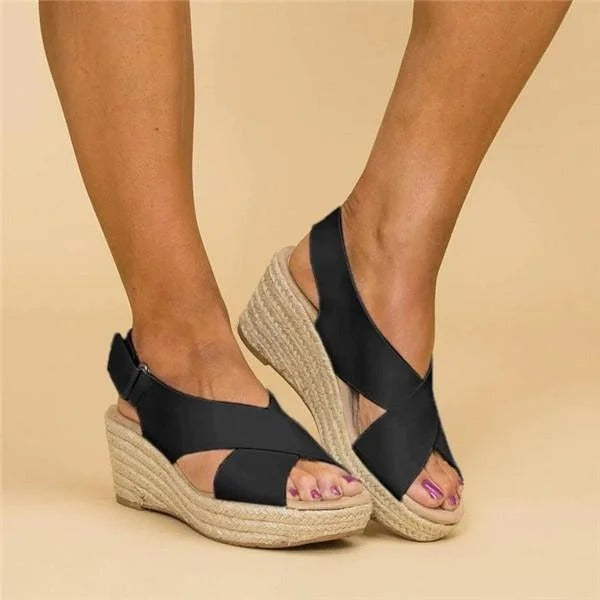 Women's Orthopedic Espadrilles Wedge Sandals With Cross Straps