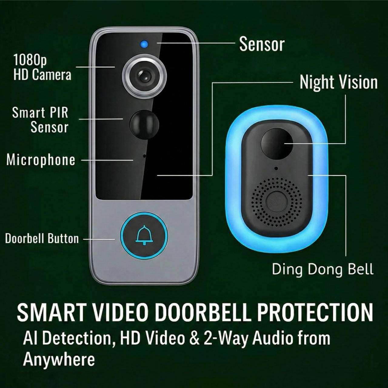 PurePeeki Best Camera Doorbell - No Monthly Subscription Fees