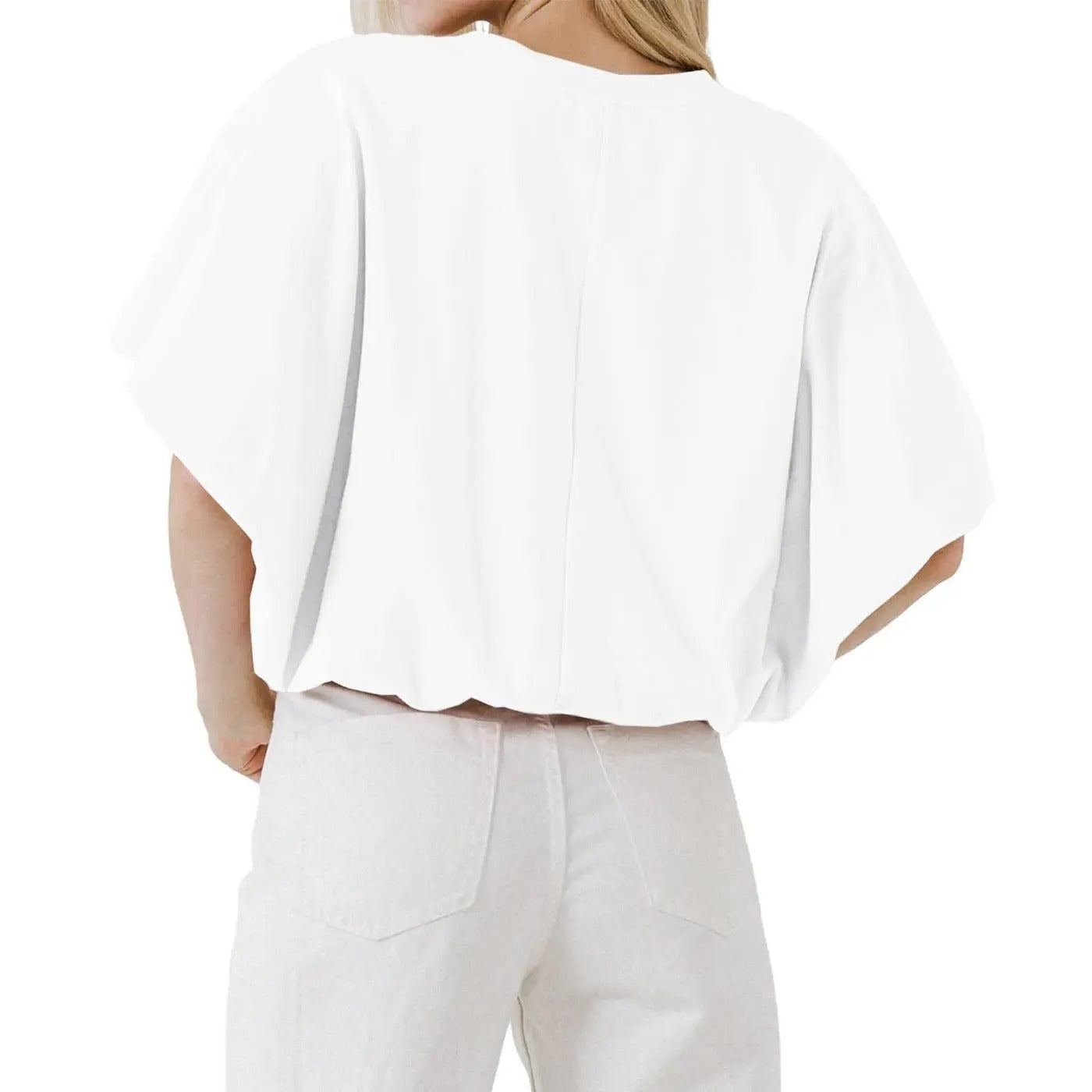Womens Crewneck Crop Top Short Sleeve, Casual Loose Cropped T Shirt Summer Basic