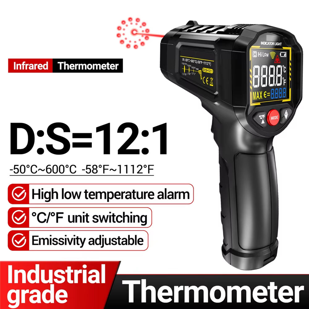Lazeriok Infrared Laser Thermometer Non Contact Digital Temperature Gun for Kitchen Cooking Pizza Ovens Automotive Engine and HVAC Testing