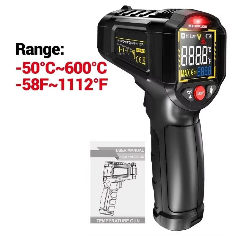 Lazeriok Infrared Laser Thermometer Non Contact Digital Temperature Gun for Kitchen Cooking Pizza Ovens Automotive Engine and HVAC Testing
