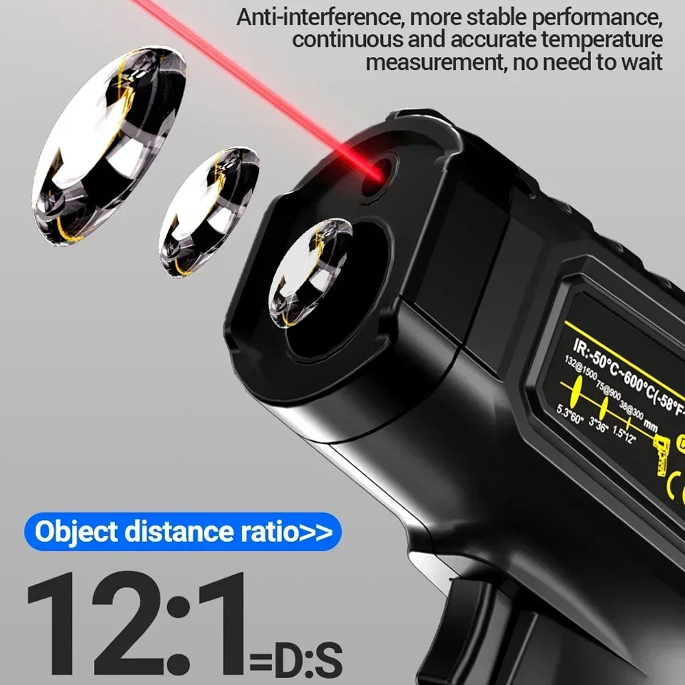 Lazeriok Infrared Laser Thermometer Non Contact Digital Temperature Gun for Kitchen Cooking Pizza Ovens Automotive Engine and HVAC Testing