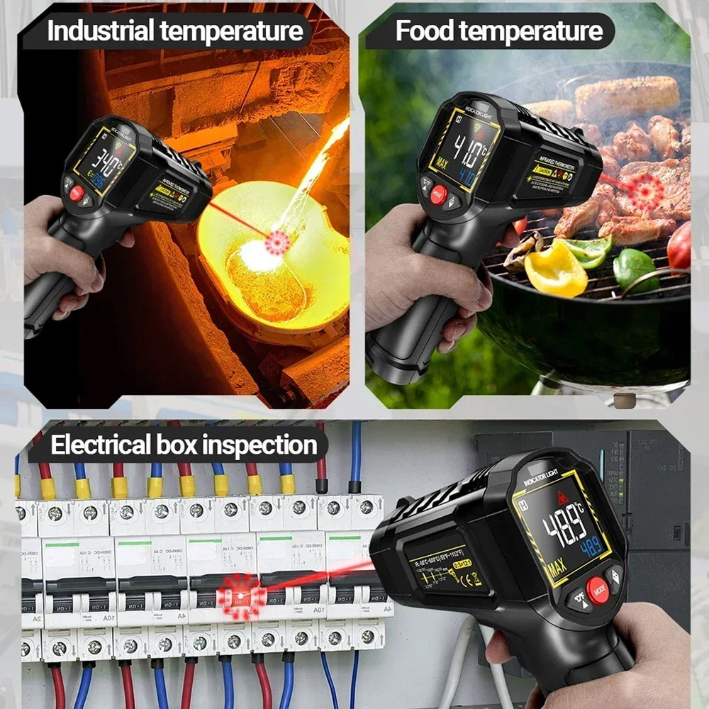 Lazeriok Infrared Laser Thermometer Non Contact Digital Temperature Gun for Kitchen Cooking Pizza Ovens Automotive Engine and HVAC Testing