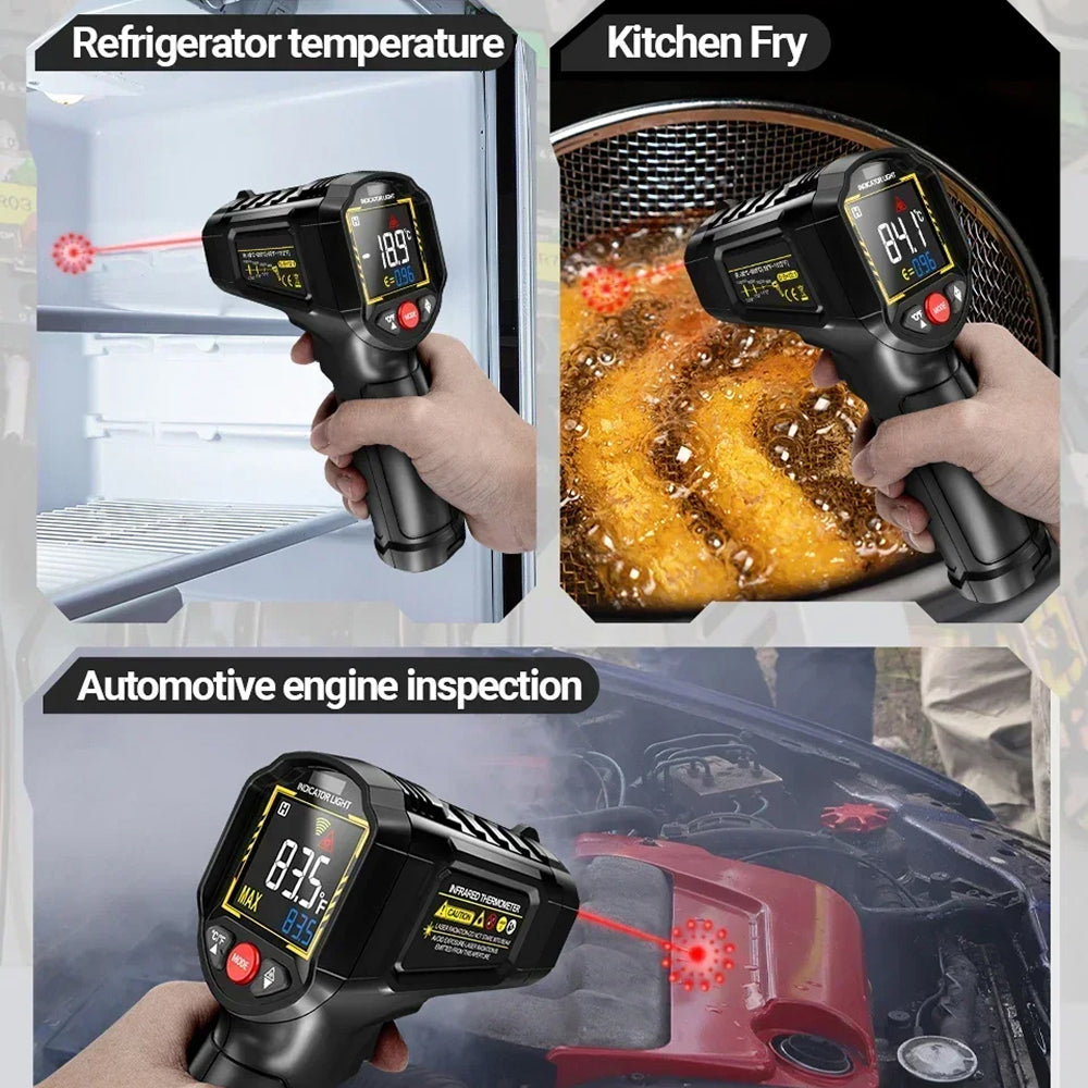 Lazeriok Infrared Laser Thermometer Non Contact Digital Temperature Gun for Kitchen Cooking Pizza Ovens Automotive Engine and HVAC Testing