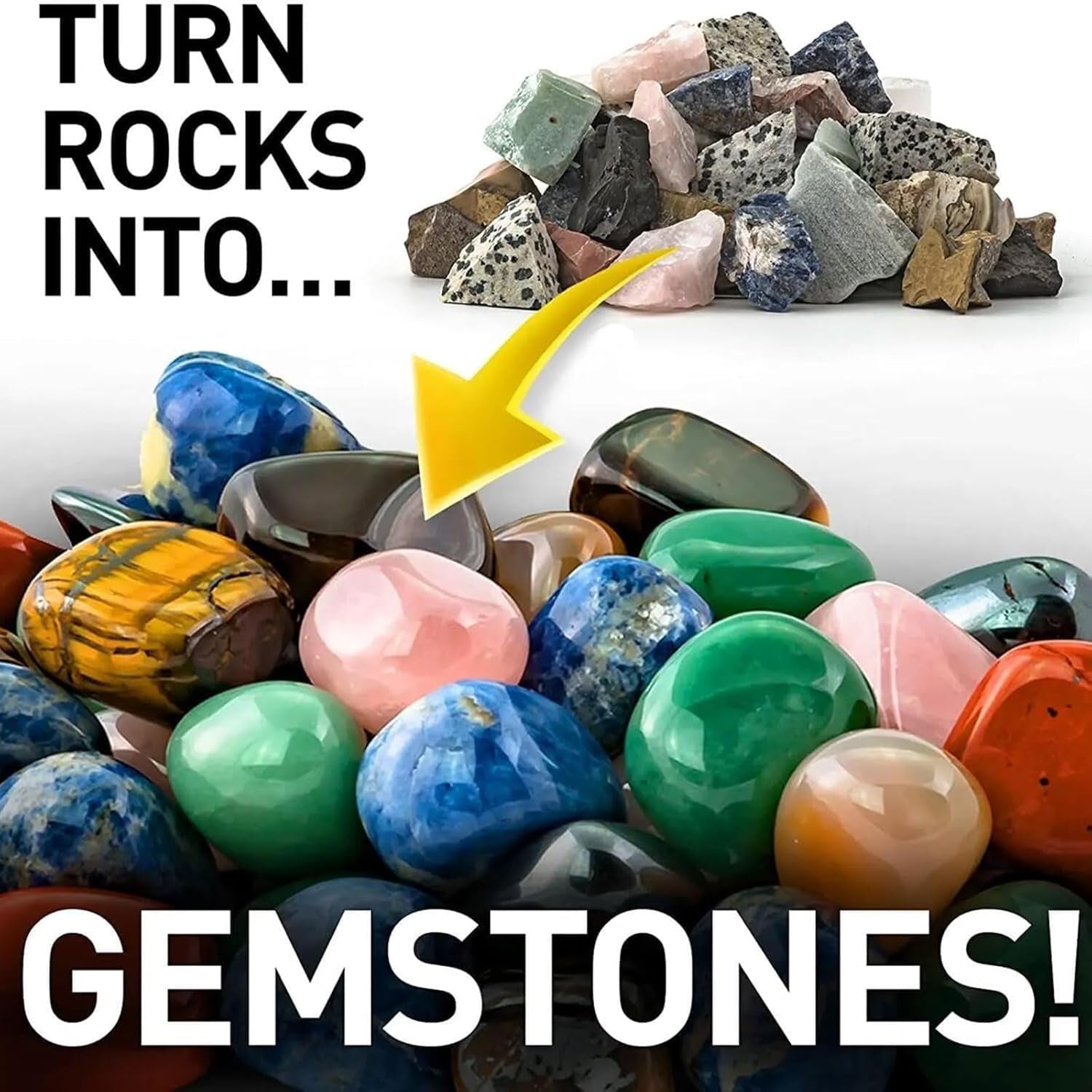 GemRollie Rock Polisher - Quiet Tumble Tech Leak-Proof Twist Lid Precision Digital Control - Rubber-Lined Barrel - Gift for Kids Geology & Jewelry