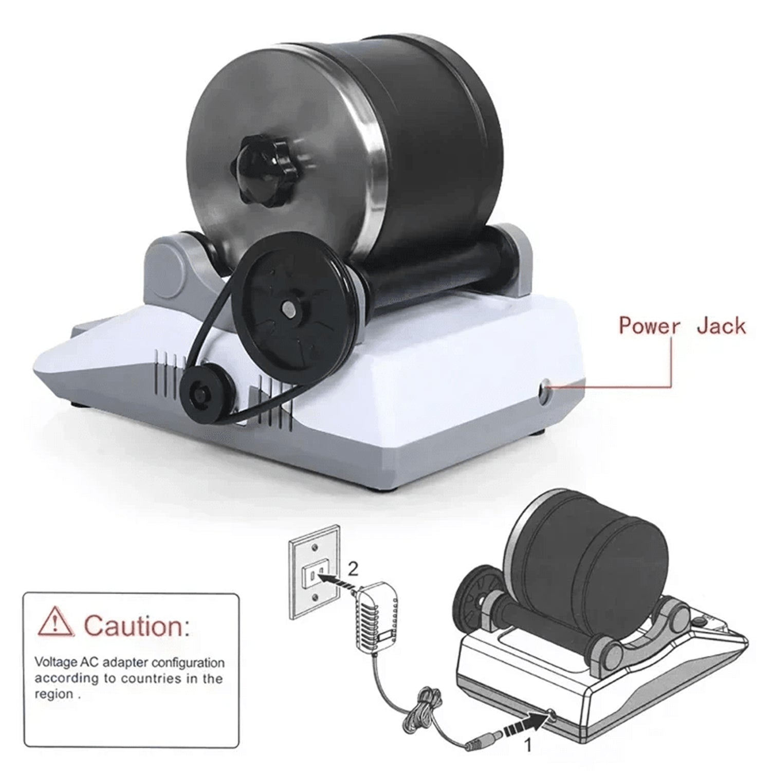 GemRollie Rock Polisher - Quiet Tumble Tech Leak-Proof Twist Lid Precision Digital Control - Rubber-Lined Barrel - Gift for Kids Geology & Jewelry