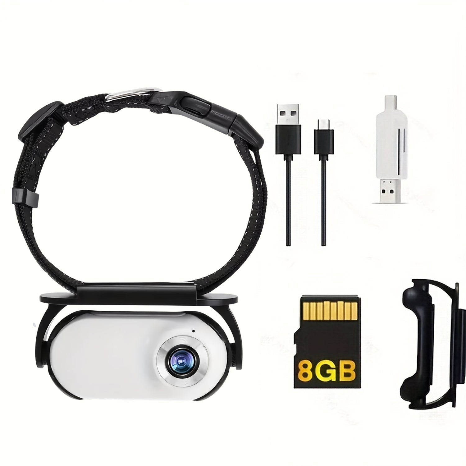 PawieView HD Pet Collar Camera | Wide-Angle Action Cam for Cats & Dogs Black