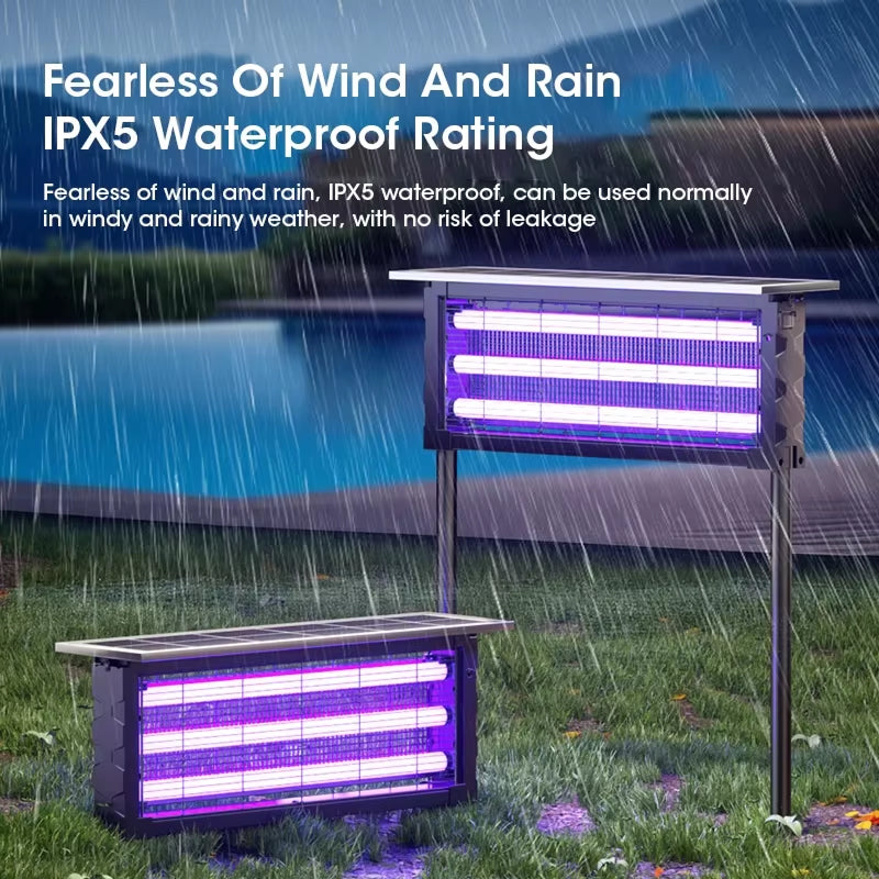 Mozzapx Solar Power Bug Zapper - Triple Installation Design - Rotatable Solar Panels - High-Capacity Battery - Ambient Soft Lighting - Professional