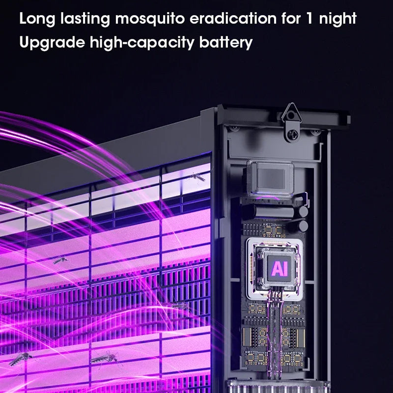 Mozzapx Solar Power Bug Zapper - Triple Installation Design - Rotatable Solar Panels - High-Capacity Battery - Ambient Soft Lighting - Professional