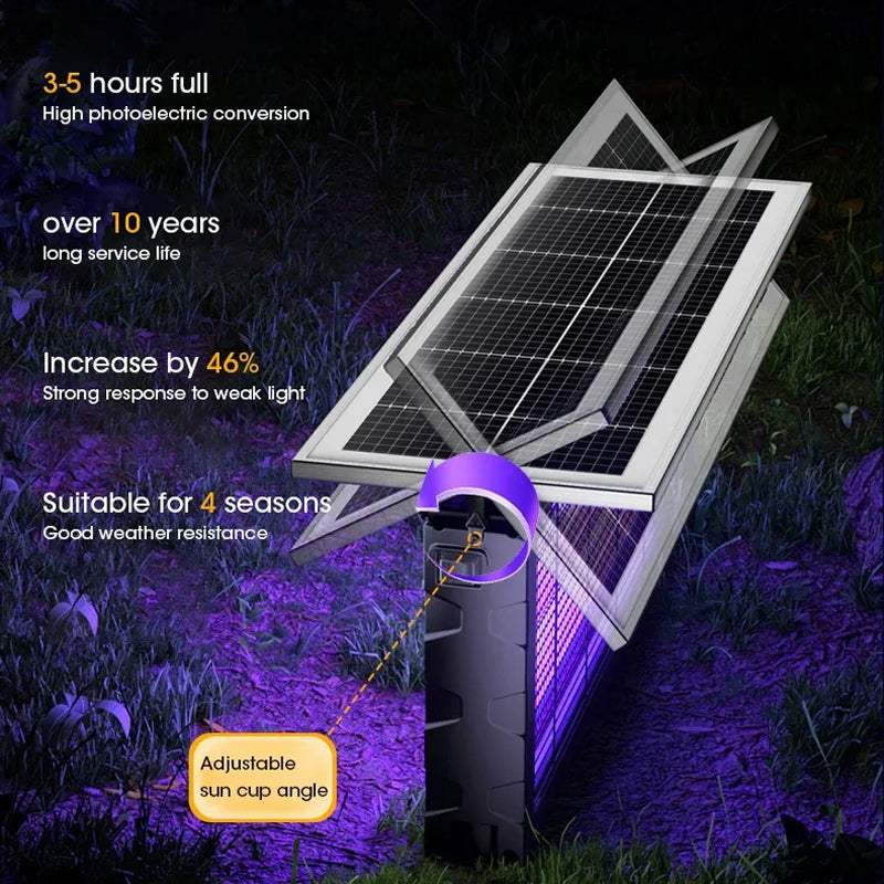 Mozzapx Solar Power Bug Zapper - Triple Installation Design - Rotatable Solar Panels - High-Capacity Battery - Ambient Soft Lighting - Professional