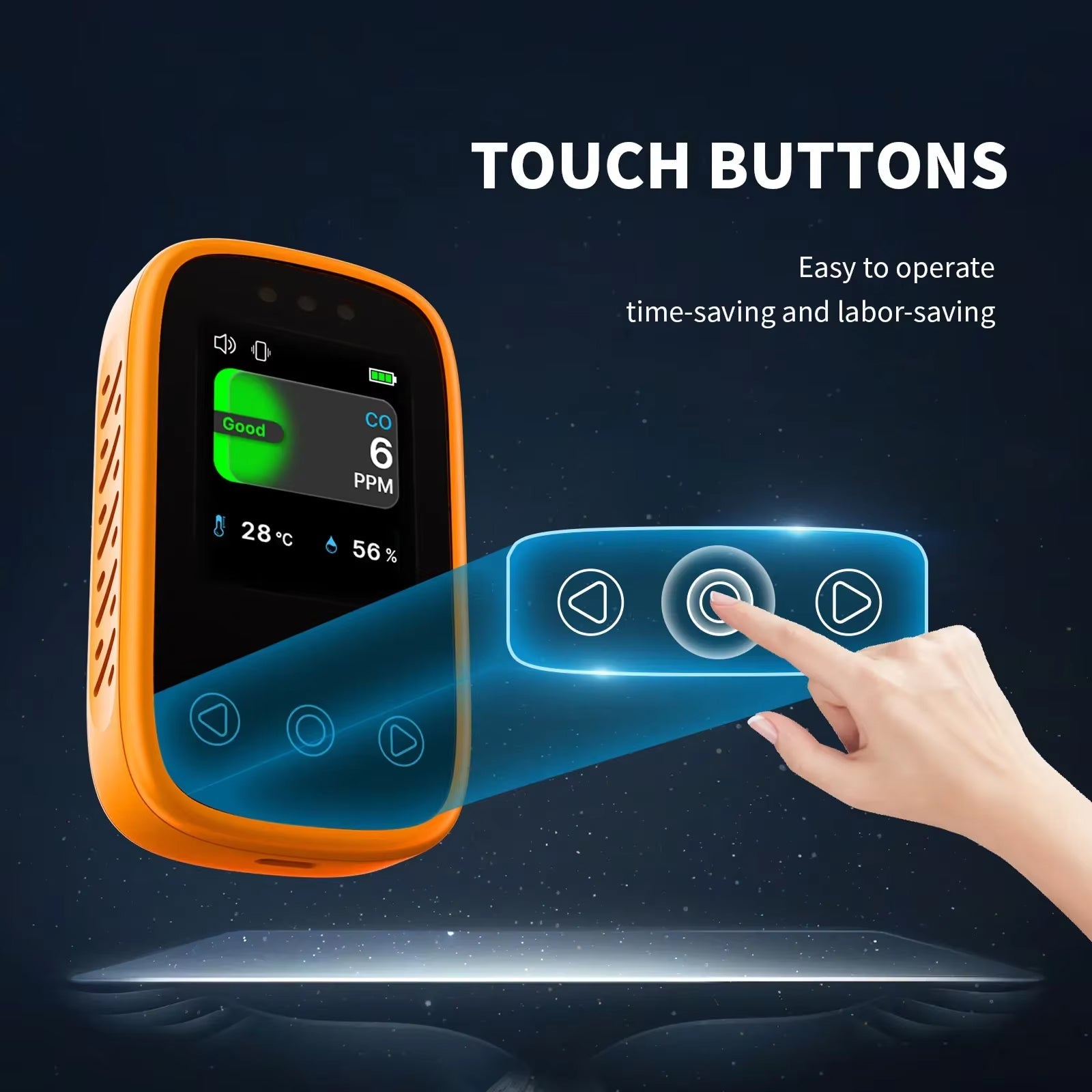 OxyyShield Portable Carbon Monoxide Detector - Best Professional Travel CO Alarm with Electrochemical Sensor - Real-Time Temp and Humidity Monitoring