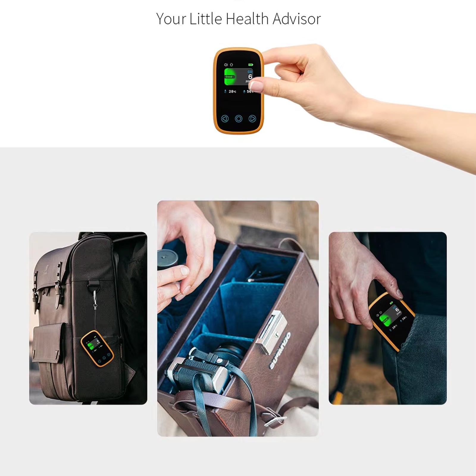 OxyyShield Portable Carbon Monoxide Detector - Best Professional Travel CO Alarm with Electrochemical Sensor - Real-Time Temp and Humidity Monitoring