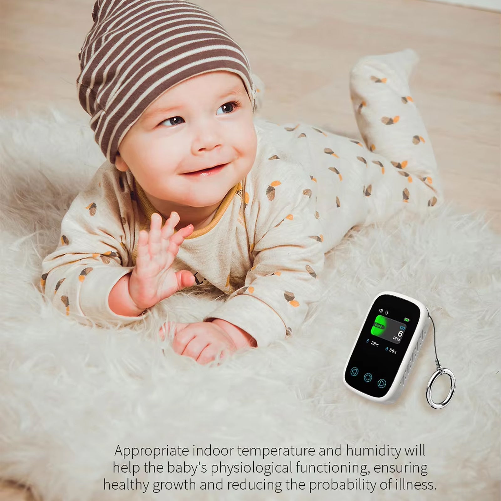 OxyyShield Portable Carbon Monoxide Detector - Best Professional Travel CO Alarm with Electrochemical Sensor - Real-Time Temp and Humidity Monitoring