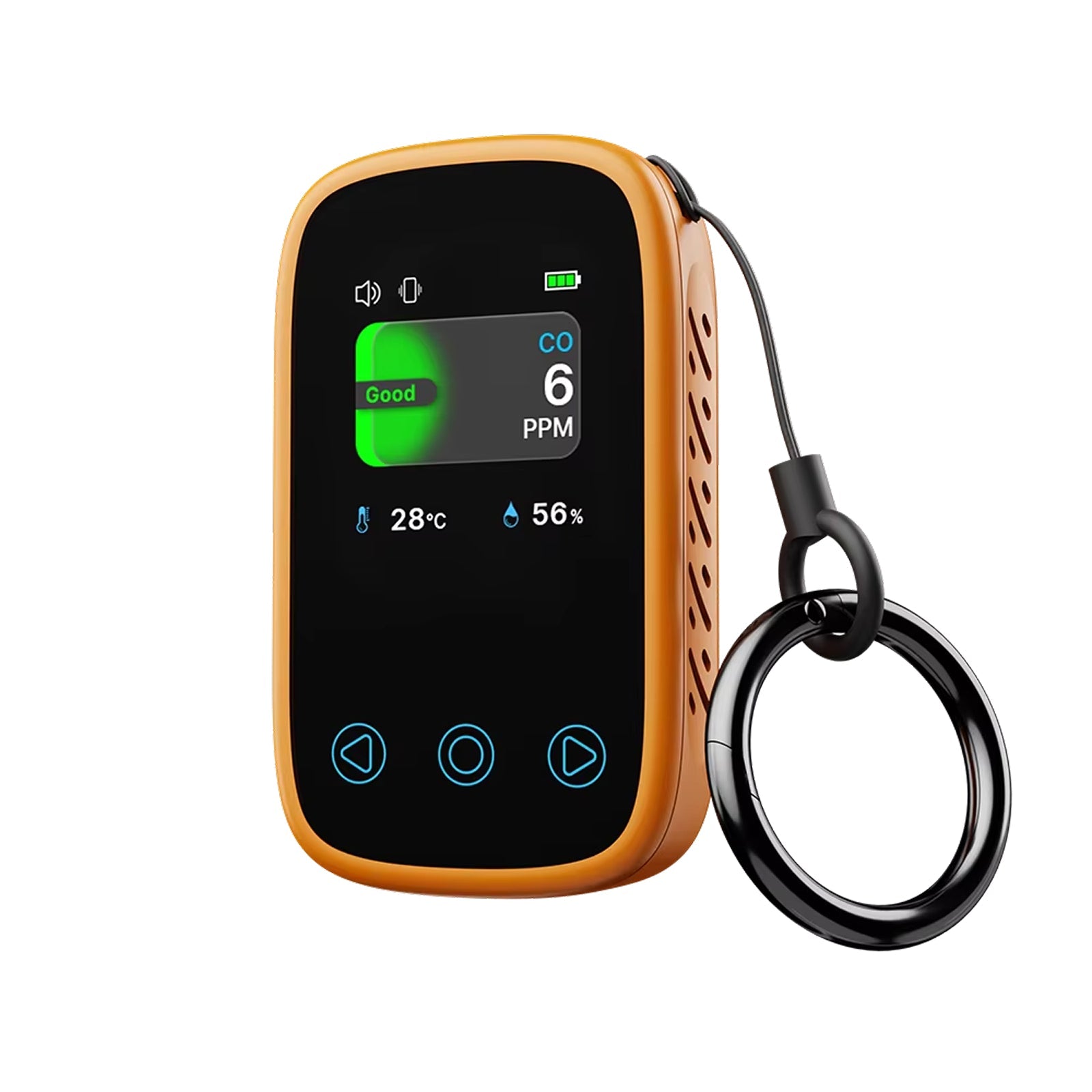 OxyyShield Portable Carbon Monoxide Detector - Best Professional Travel CO Alarm with Electrochemical Sensor - Real-Time Temp and Humidity Monitoring