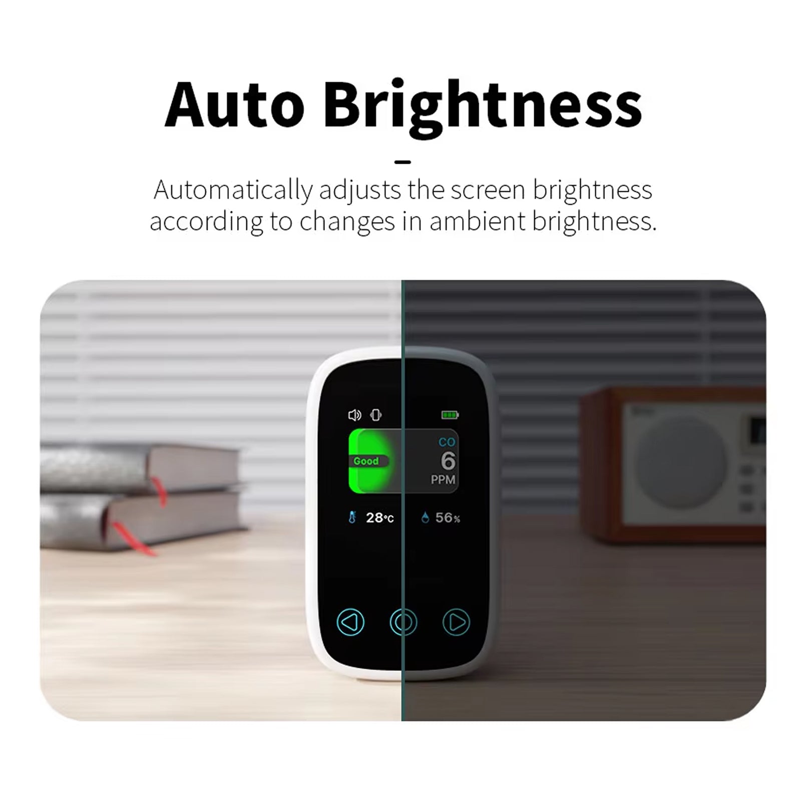 OxyyShield Portable Carbon Monoxide Detector - Best Professional Travel CO Alarm with Electrochemical Sensor - Real-Time Temp and Humidity Monitoring