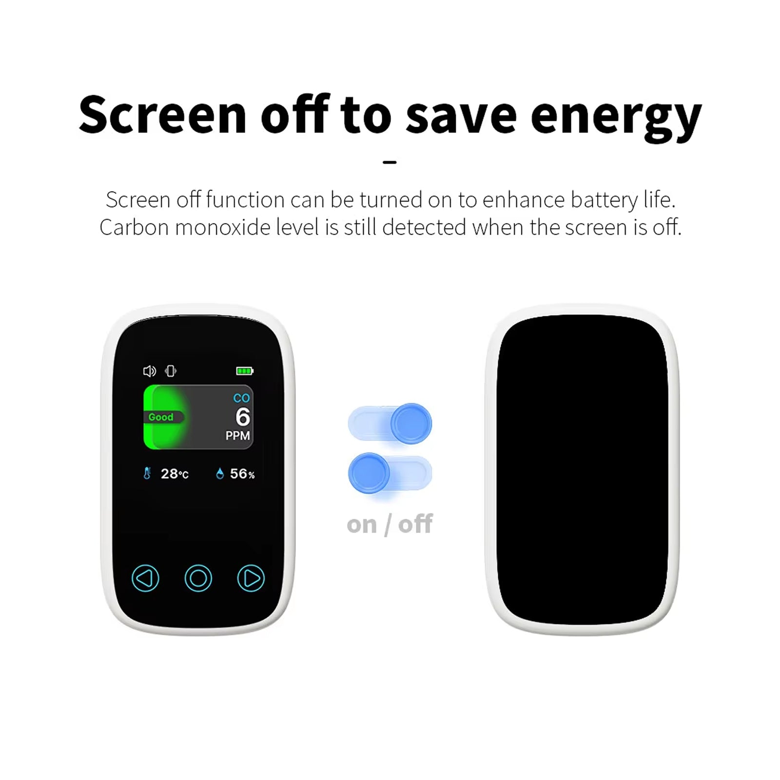 OxyyShield Portable Carbon Monoxide Detector - Best Professional Travel CO Alarm with Electrochemical Sensor - Real-Time Temp and Humidity Monitoring