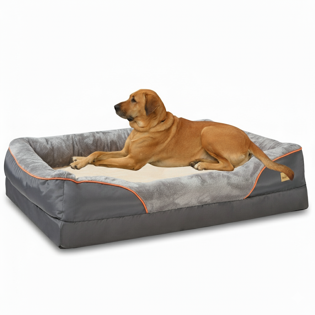 XL Orthopedic Dog Bed | Waterproof, Nest-Style Bolster | Fits German Shepherd, Golden Retriever & Lab | Grey, Washable, Supportive Memory Foam
