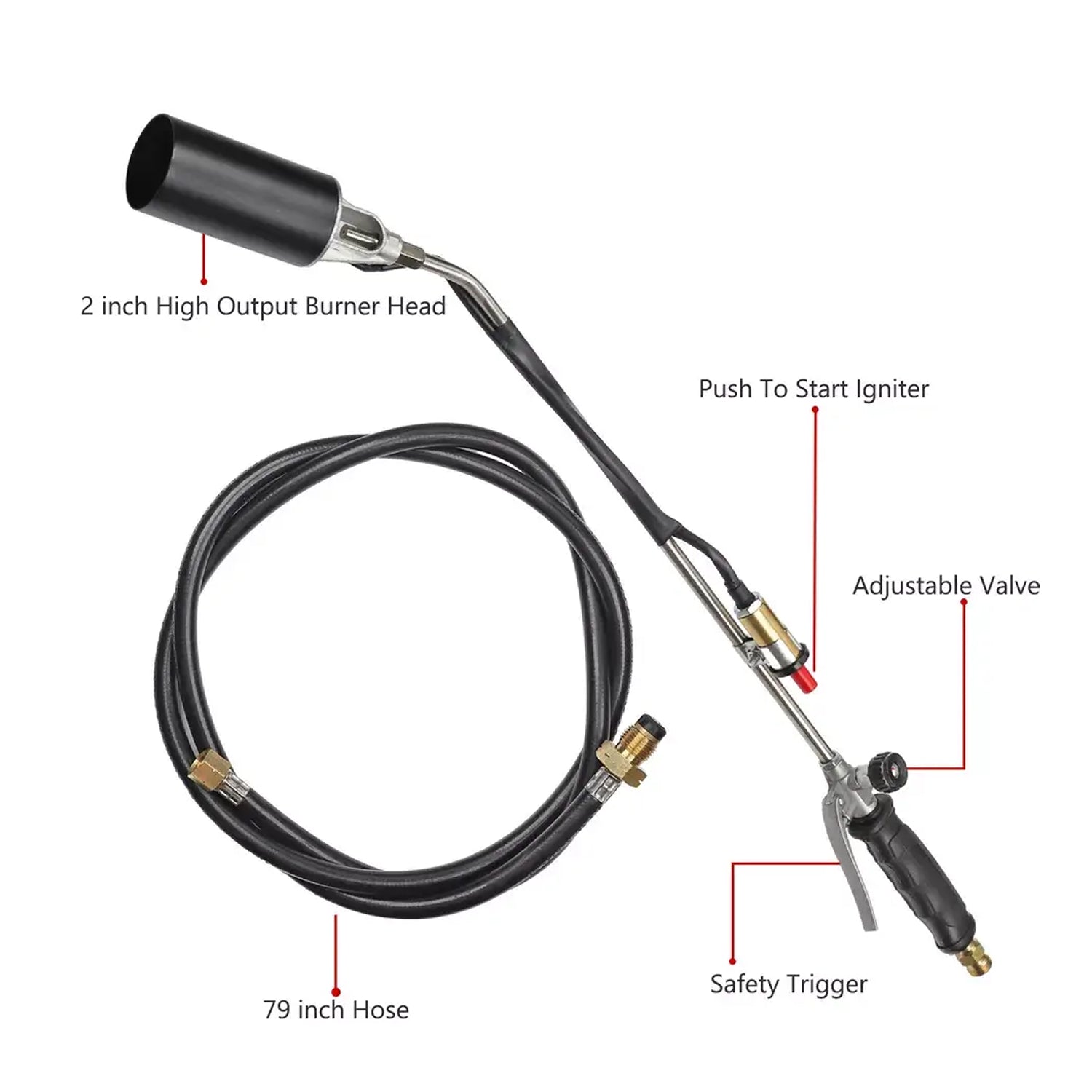PyroScorc 800,000 BTU Propane Weed Burner - 3200°F Heavy-Duty Weed Torch with 10ft Hose, High-Heat Gas Torch for Garden, Lawn & Driveway, Flint
