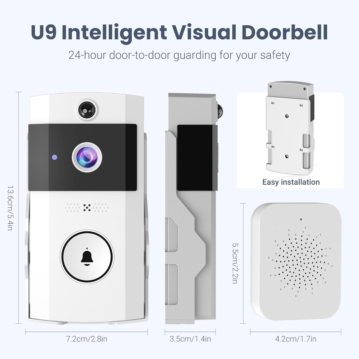Ringixdo No Subscription Doorbell Camera | 5MP Video | Two Way Audio | Rechargeable Battery