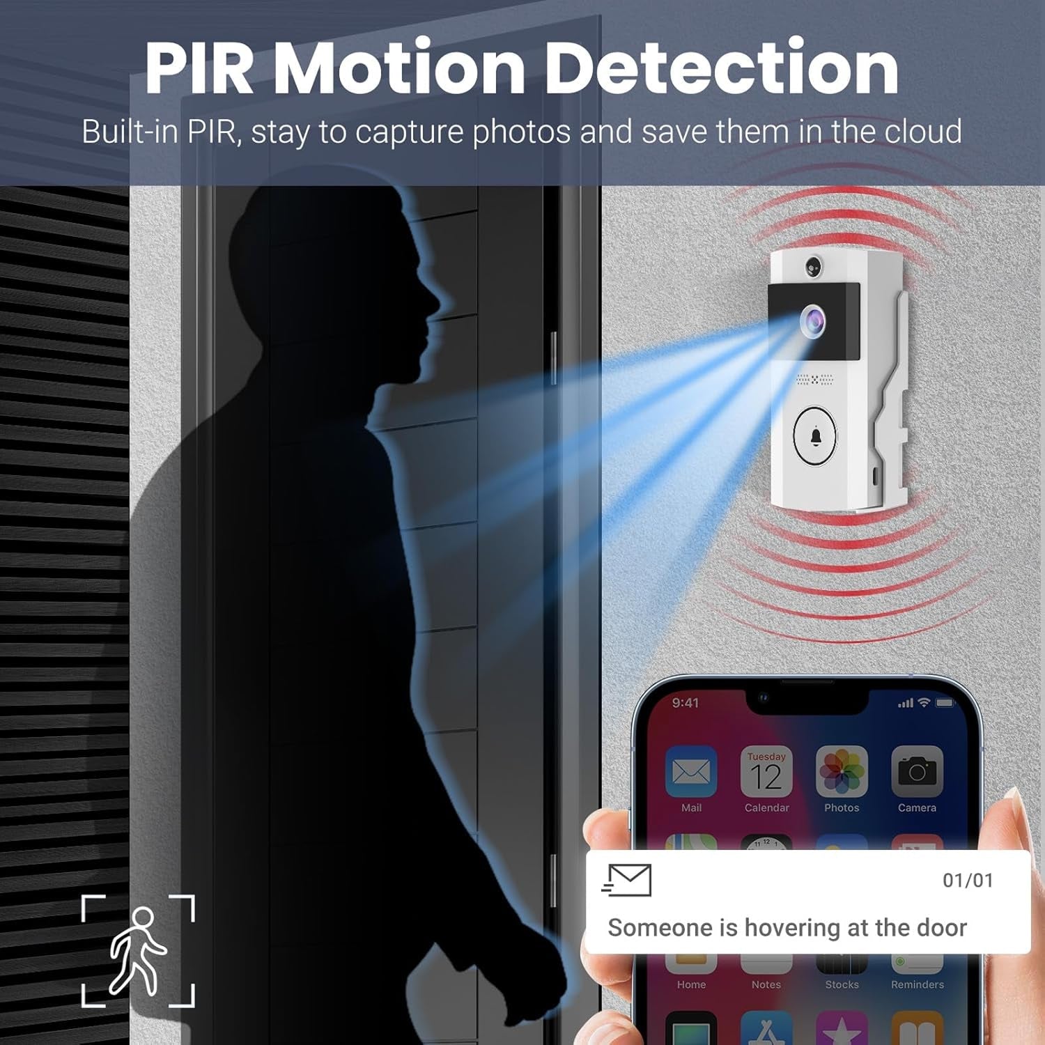 Ringixdo No Subscription Doorbell Camera | 5MP Video | Two Way Audio | Rechargeable Battery